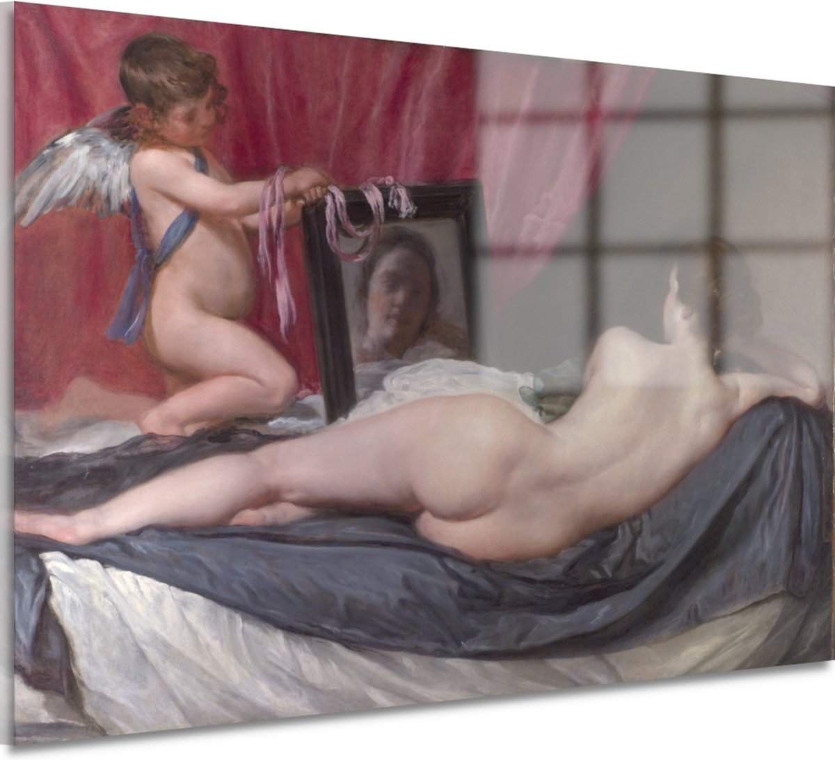 Venus bij haar spiegel - Diego Velázquez muurdecoratie - Spiegel schilderijen glas - Glas