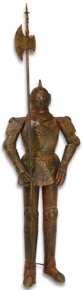 Beeld - ijzeren ridder - bruin - harnas - groot beeld - 213 cm hoog