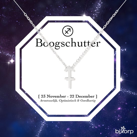 Bixorp Collier signe du zodiaque étoiles Sagittaire / Sagittaire - Acier inoxydable - Collier 45 cm avec pendentif Zodiac - Emballage cadeau inclus