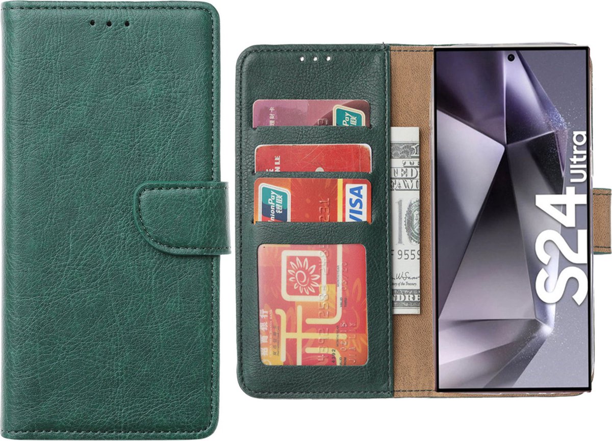 Hoesje Geschikt voor Samsung Galaxy S24 Ultra – Arara bookcase met pasjeshouder - Groen