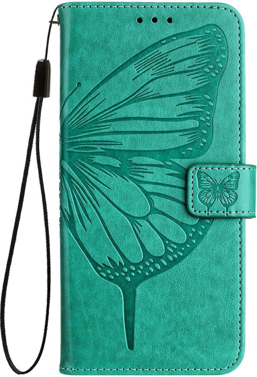Mobigear Telefoonhoesje geschikt voor Samsung Galaxy Z Fold 6 Hoesje | Mobigear Butterfly Bookcase Portemonnee | Pasjeshouder voor 3 Pasjes | Telefoonhoesje voor Pinpas / OV Kaart / Rijbewijs - Groen