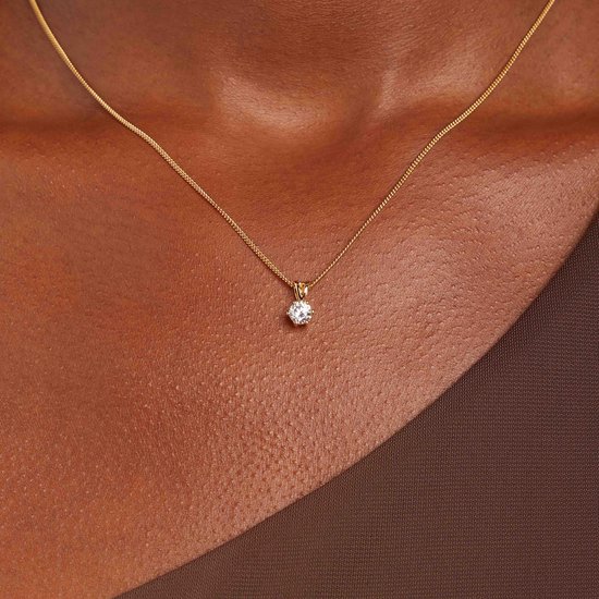 Lucardi - Dames - Ketting - 925 Zilver - Geelgoud - 45 cm - Nikkelvrij, Overige