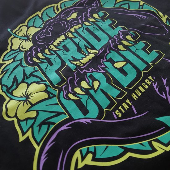 PRIDE or Die Cotton T-Shirt "Stay Hungry" Zwart taille XL