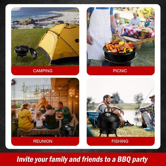Houtskoolgrill klapgrill - draagbare campinggrill voor 2-4 personen met deksel — afbeelding 3