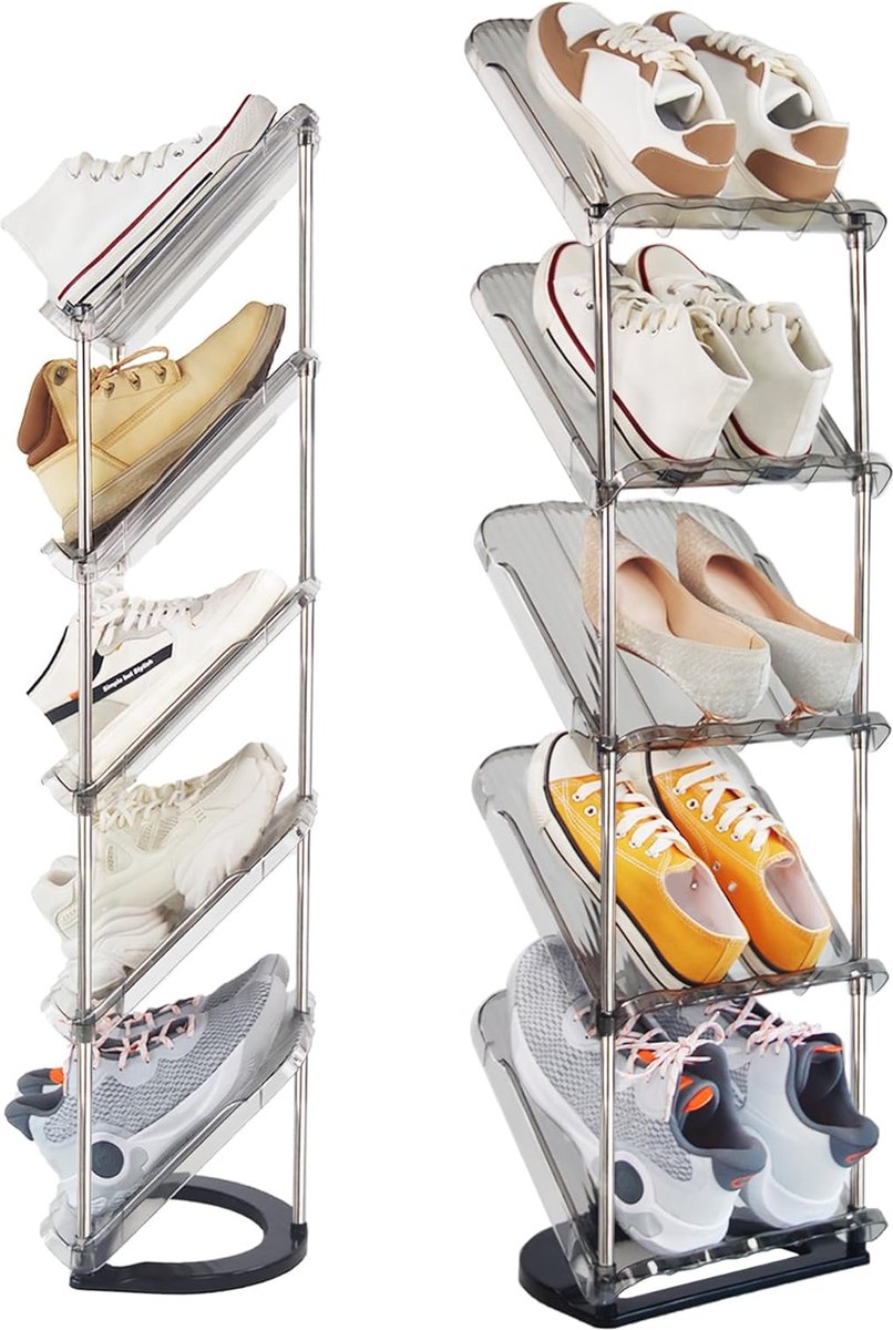 JGS® - Slimme schoenenrek set van 2, 5-niveaus ruimtebesparend design, schoenen organizer en standaard-
