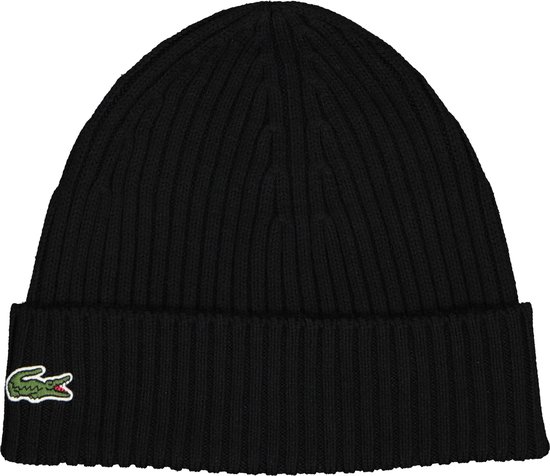 Bonnet Lacoste laine - bonnet tricoté unisexe - noir - Taille: Taille Taille unique