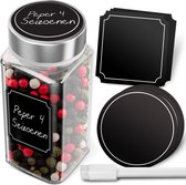 Soothe Autocollants d'épices pour pots - Étiquettes d'épices - Étiquettes d'épices - 60 pièces - Réinscriptible - Noir