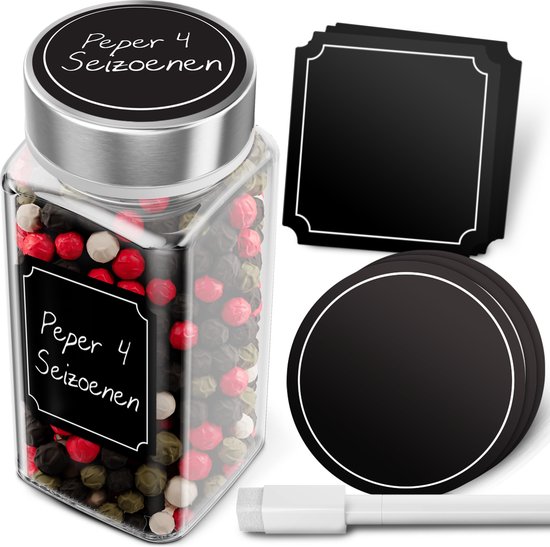 Soothe Kruiden Stickers voor Potjes – Kruiden Labels – Etiketten Kruiden – 60 stuks – Herschrijfbaar - Zwart