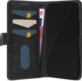 Mobilize Coque de téléphone compatible avec Apple iPhone 16 Plus en Cuir véritable | Portefeuille Bookcase Mobilize | Porte-cartes pour 3 cartes | Étui de téléphone pour carte de débit / carte de transport en commun / permis de conduire - Zwart