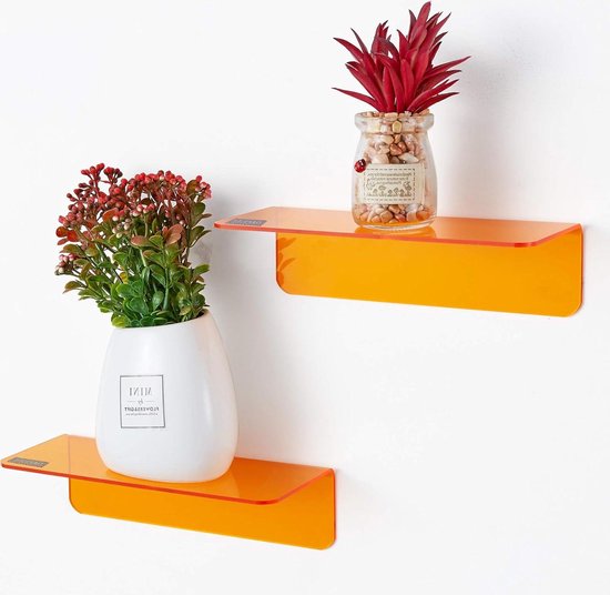 Acryl zwevende wandplanken set van 4 - gemakkelijk uitbreiden van de