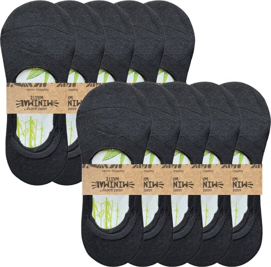 10 paires de Footies en Bamboe | Chaussettes pour baskets | Noir | Anti transpiration | 39-41 | Écologique et durable