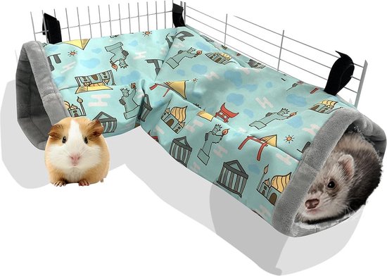 Tunnel Lavable Pour Cochon D'Inde, Hamster, Lapin – 45 X 15 Cm – Toile Et Peluche Douce – Cachette Et Jeu Pour Petits Animaux