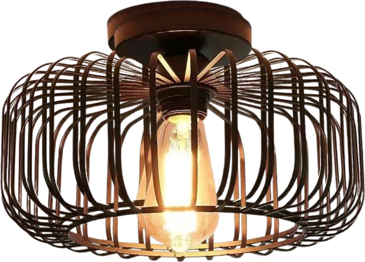 Lichtendirect - Plafondlamp Zwart - Industrieel Plafonniere van Metaal – Woonkamerlamp- Slaapkamerlamp – Plafondlampen
