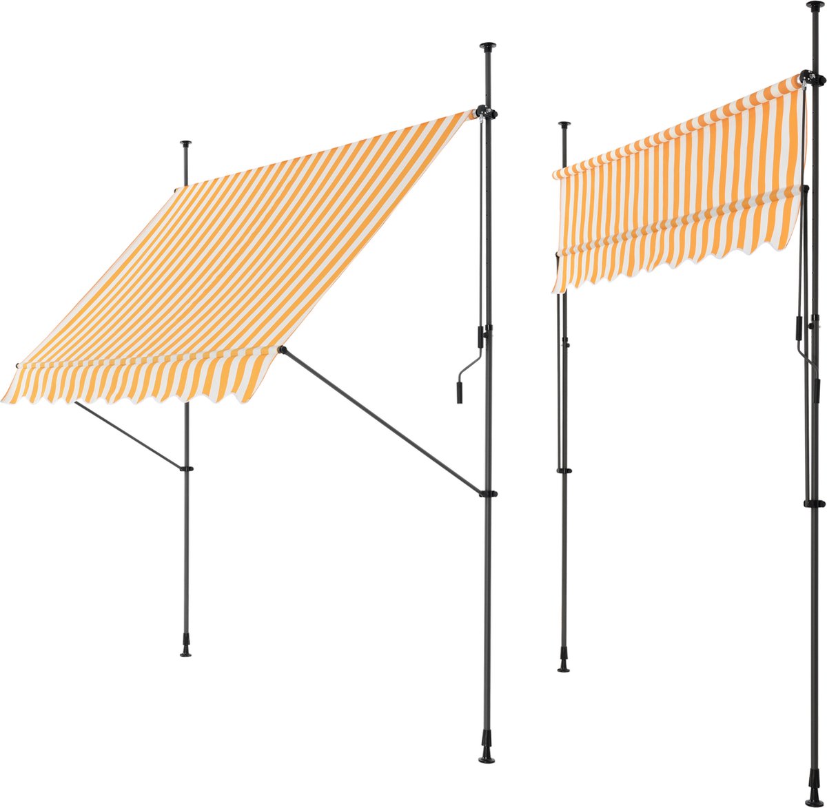 Bol.com Klem zonwering luifel uitschuifbaar geel en wit 150x120 cm aanbieding
