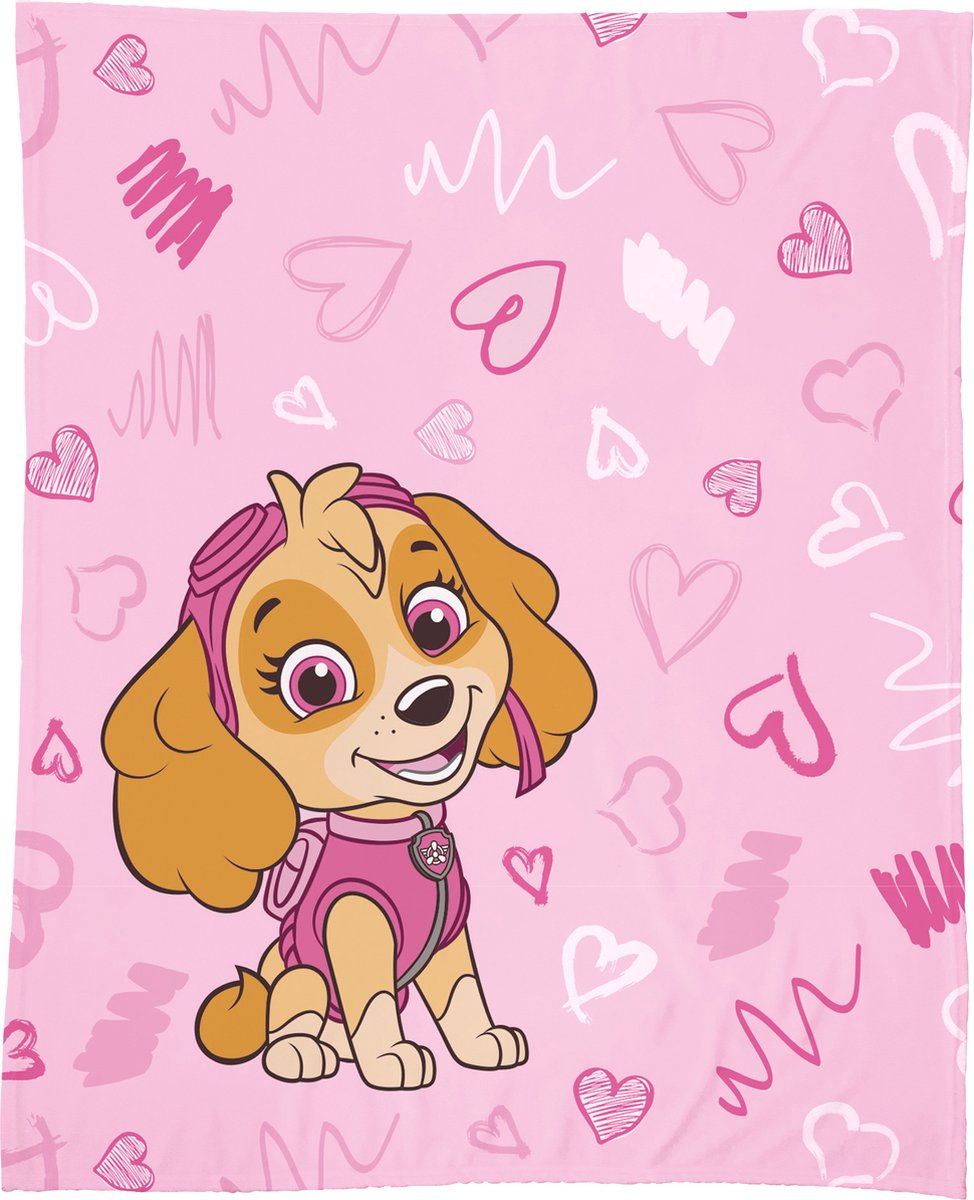 PAW Patrol Fleece plaid, Graffiti - 125 x 150 cm - Polyester Roze