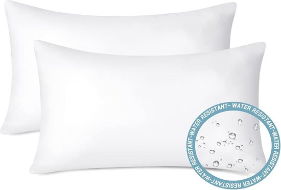 OTPIPCS Kussen voor buiten, 30 x 50 cm, 4 stuks, lendenkussen, 30 x 50 cm, waterdicht voor bank, veranda, buitenmeubels, decoratieve kussens, witte rechthoekige bankkussens