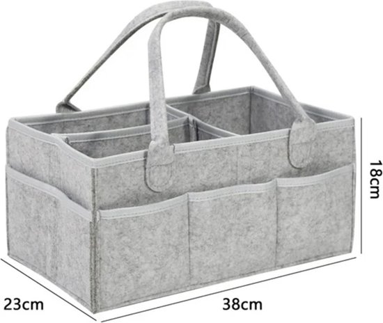Commodemand│Luiermand Babykameraccessoires Luier Organizer│Luiertas │Opbergmand kinderkamer Kraamcadeau babyshower│Grijs│Draagbaar — afbeelding 5