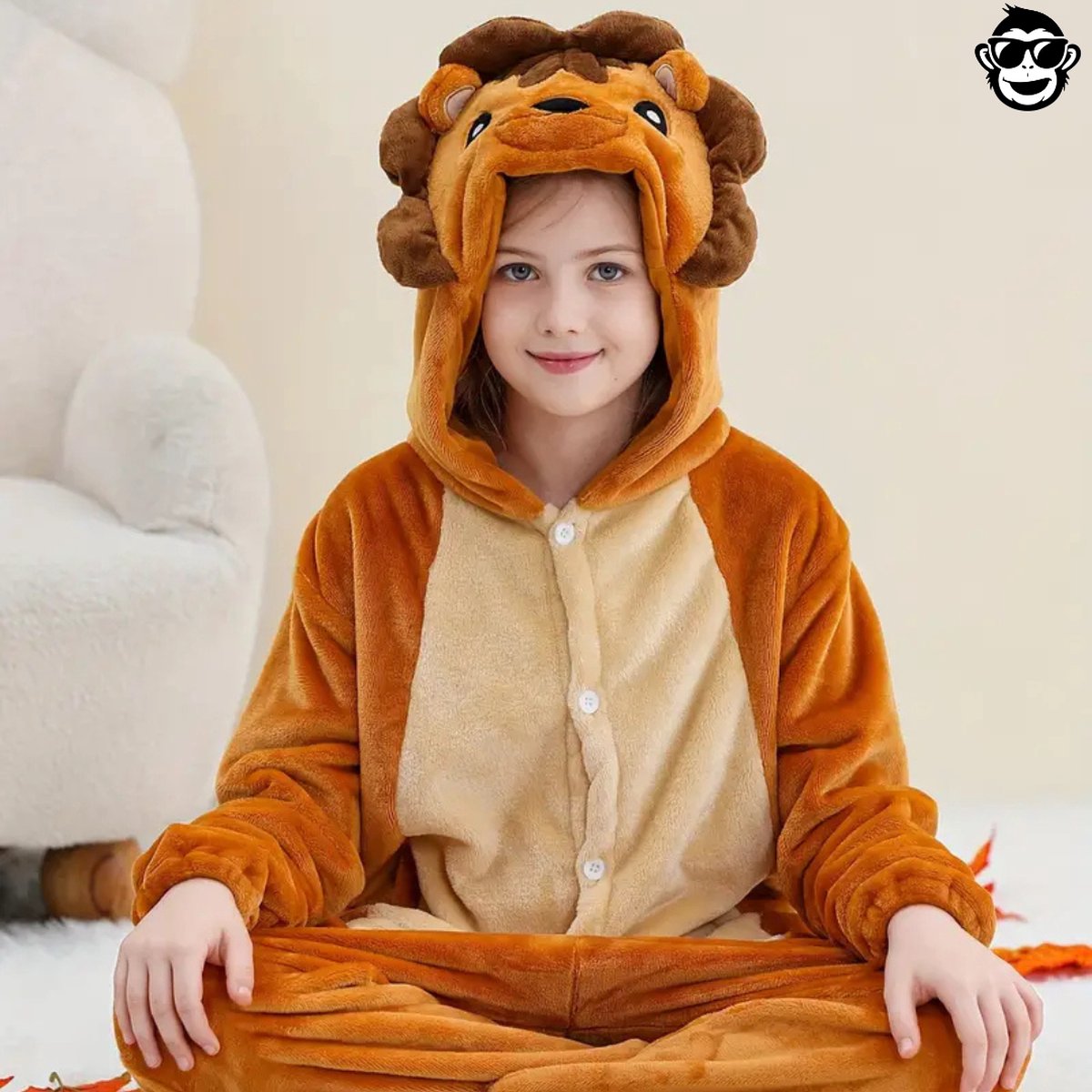 BoefieBoef Dieren Onesie Verkleedkleding Kinderen jaar – Comfortabele Kostuum Pyjama – tot 160 – Dierenpak voor Jongens en Meisjes – Feest, Carnaval of Dierenpak - Verkleedkleding - Halloween Dierenpak - Verjaardag Cadeau - Leeuw Bruin — afbeelding 8
