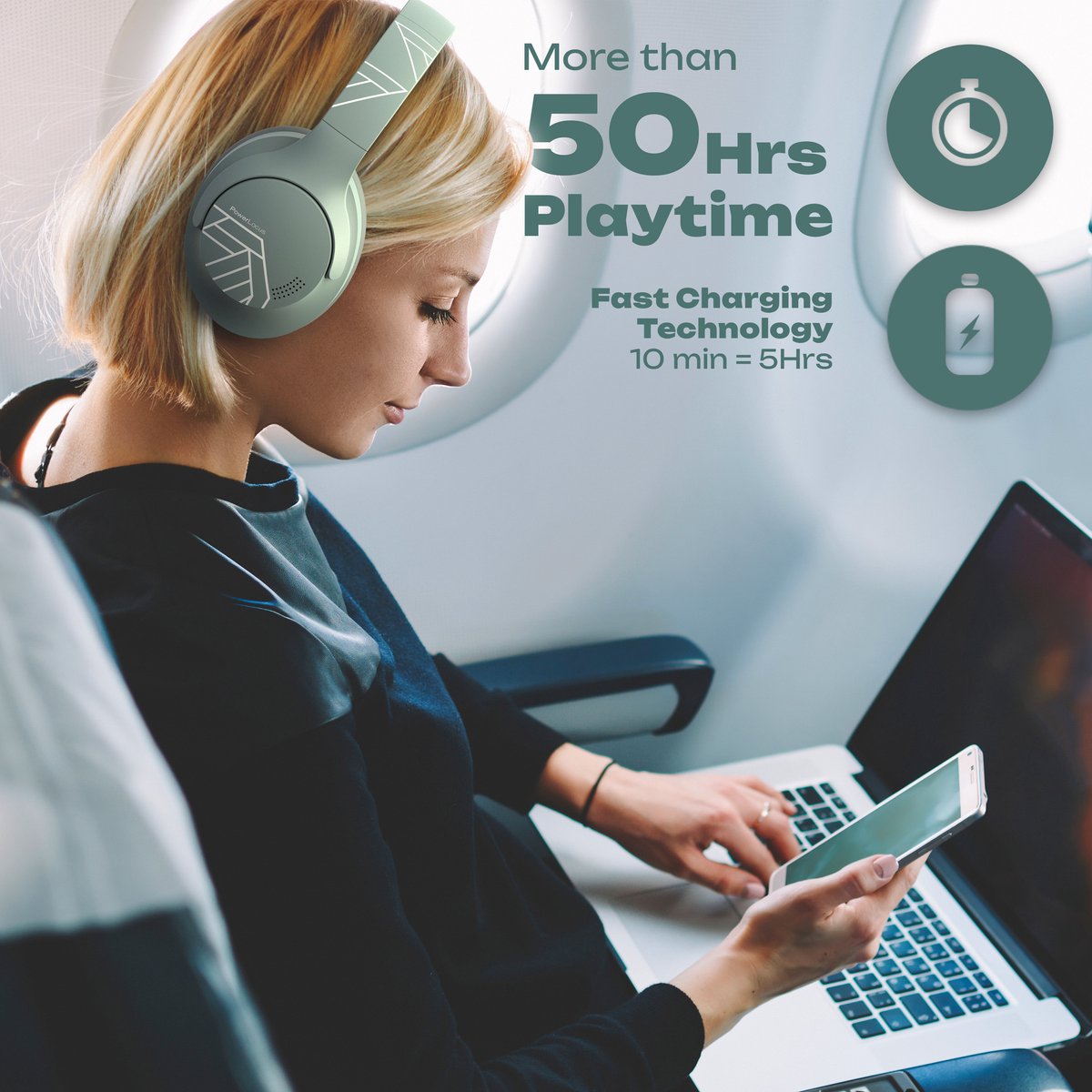 PowerLocus P3 Bluetooth Koptelefoon Draadloos 50 Uur - afbeelding 3