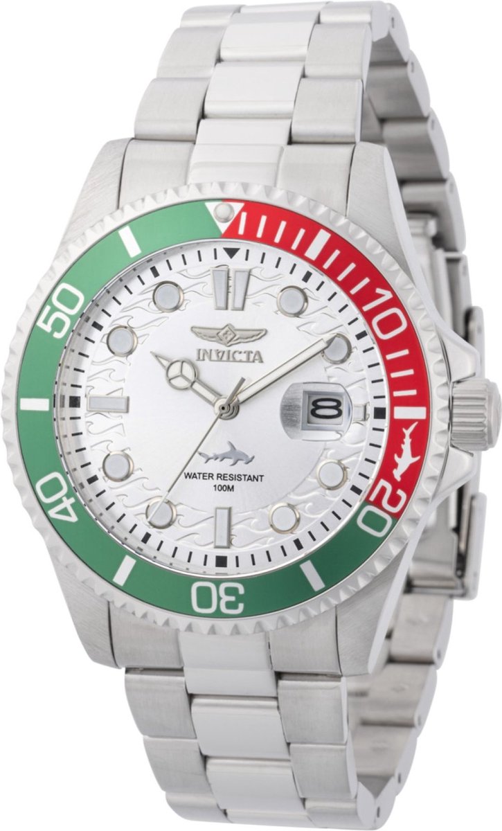 Invicta Pro Diver 44714 Heren Horloge - Waterdicht - Analoog - Quartz Uurwerk - Roestvrij Staal met zilveren Wijzerplaat - 43mm