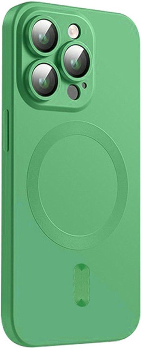 ENKAY Hoesje - Geschikt voor iPhone 16 Pro Max Hoesje - ENKAY Colour TPU Back Cover met Camera Lens Protector - MagSafe Compatible - Groen