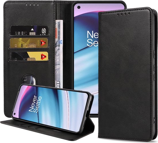 Smartphonica Étui pour OnePlus Nord CE 5G Étui en Simili Cuir avec Fermeture Magnétique et Porte-cartes Book Case avec Couverture - Zwart pour OnePlus CE 5G