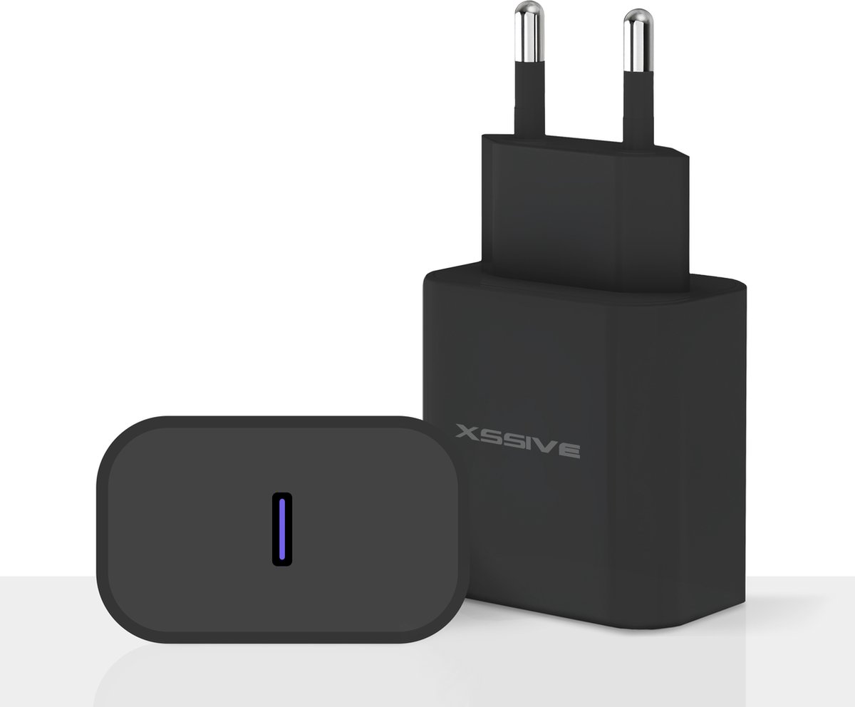 25W USB C Oplader - Super Fast Charger - USB-C Adapter - Geschikt voor Snellader iPhone en Samsung Lader - Zwart - Xssive Origineel