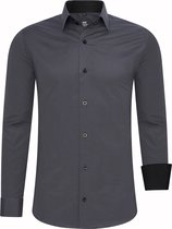 Rusty Neal - Heren Overhemden Overhemd Slim Fit - Grijs - Maat XXL