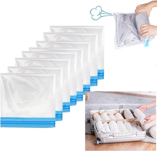 Ruimtebesparende Vacuüm Opbergzakken voor Kleding - 7 Stuks 70x50cm Met