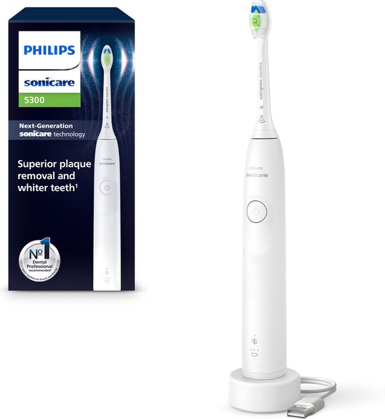 Philips Sonicare 5300 Series - Elektrische Tandenborstel - Wit - Wittere tanden - HX7108/01