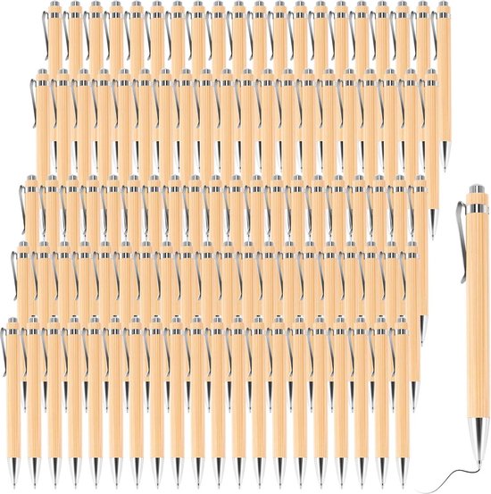 Droagoct 100 stuks bamboe balpen/partij contact optisch potlood balpen school & kantoor materiaal & schrijfwaren geschenk-inkt zwart