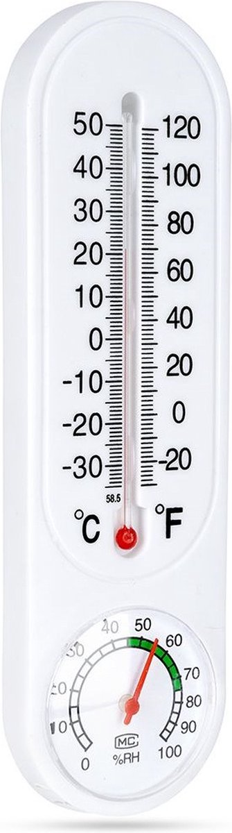 Thermo Hygrometer Wit 22 cm - Thermometer voor Binnen en Buiten - Weerstation
