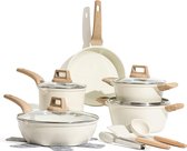 Bol.com 14-delig Pannenset - 24/28 cm - 18/20/24 cm Kookpan - Met Deksel en Keukengerei - Niet Giftig - Geschikt voor alle Fornu... aanbieding