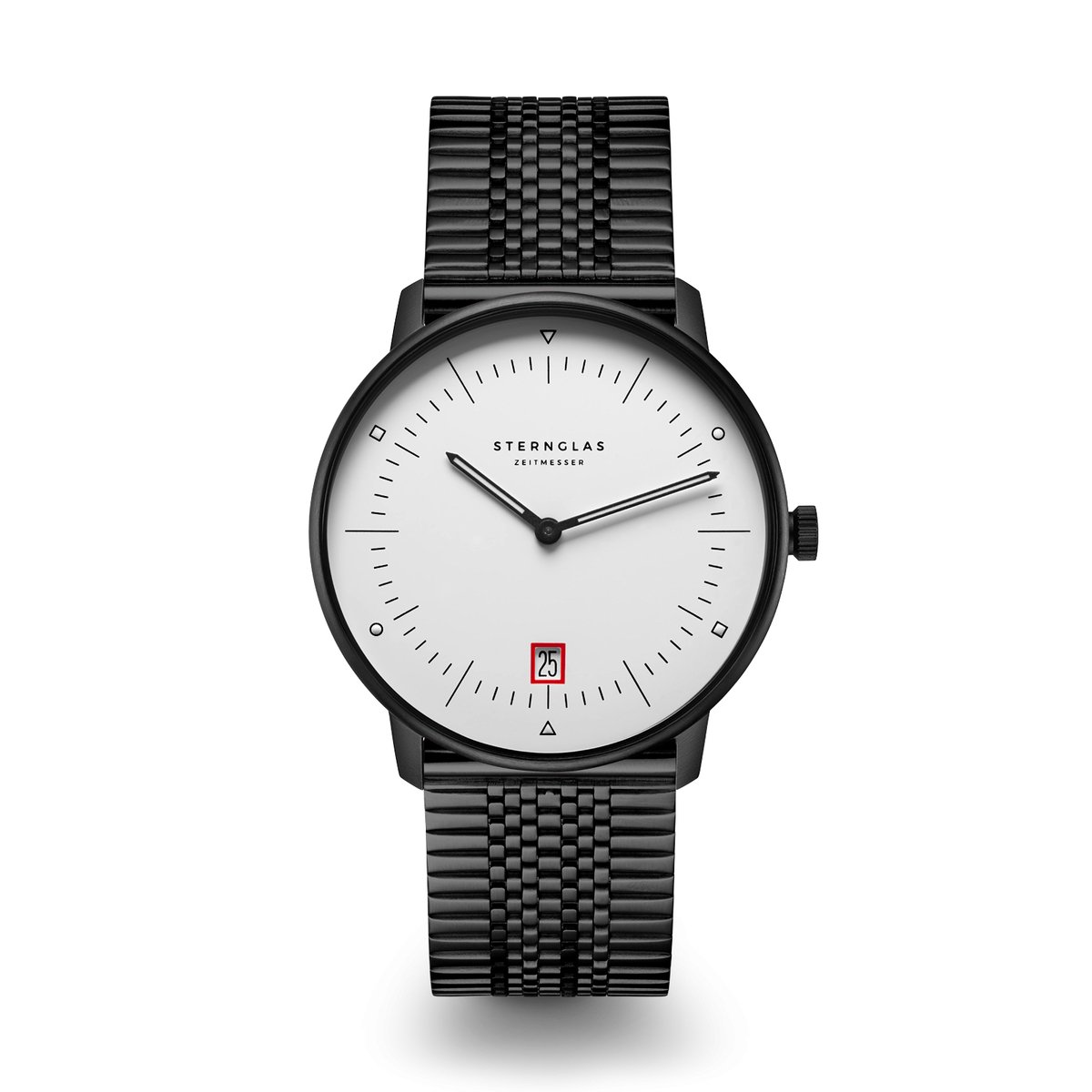 Sternglas S01-NAB15-ME11 Naos Edition Bauhaus III Heren Horloge - Saffierglas - Staal - Zilverkleurig-Zwart - Ø 38 mm - Quartz - Druksluiting