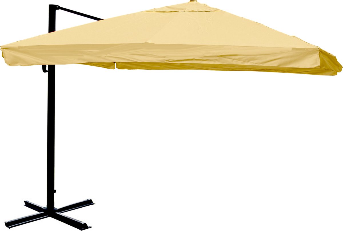 Zweefparasol MCW-A96, 3x4m (Ø5m) polyester aluminium/staal 26kg ~ Flap, crème zonder standaard