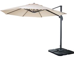 Zweefparasol MCW-A96, parasol, rond Ø 3m polyester aluminium/staal 23kg ~ crème met voet