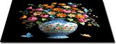Papillon Inductie beschermer - Antislip Afdekmat - 80x52 - Bonte bloemen in Luxe vaas