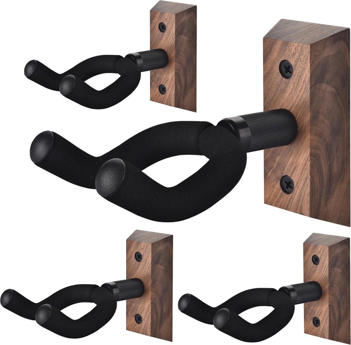 Gitaar Muursteun 4 Pack Zwart Walnoot - HTML Content nodig gitaar muurbeugel