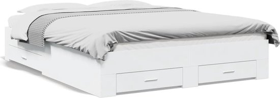 vidaXL-Bedframe-met-lades-bewerkt-hout-wit-160x200-cm