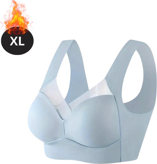Nivard BH sans armatures - Sans Bracelets - Soutiens-gorge gorge Push -up - Soutien-gorge Comfort - Confortable - Solide - Femme - Bleu clair - Taille XL