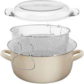 Bol.com Housewares 5L Diepe Vet friteuse Emaille frituurpan met glazen deksel frituurpan frituurpan roomfriteuse mand kleine fri... aanbieding