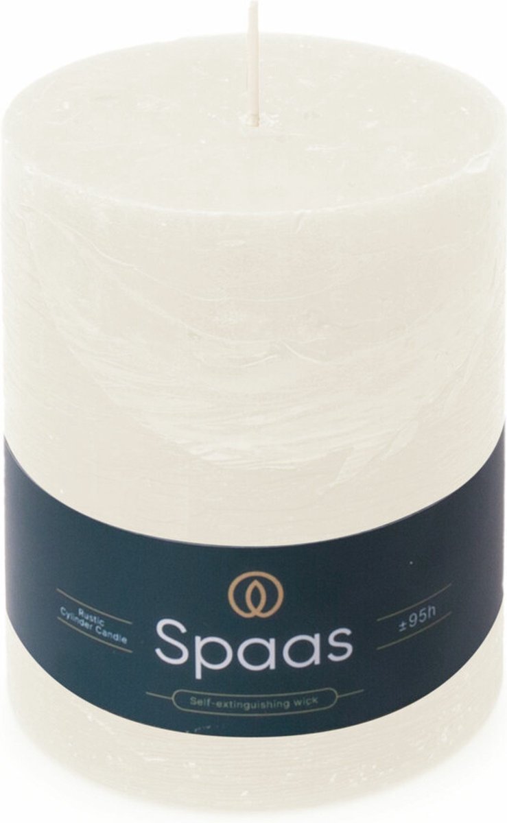 SPAAS Rustieke stompkaars Essential Collection 100/130 mm - Wit