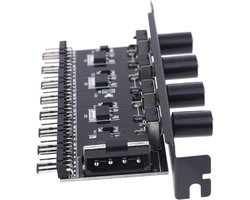 Donley Fan Hub 8 Kanaals - PC Fan Controller met Snelheidsregelaar - Fan Splitter 3 & 4 Pin - PWM Ventilator Hub - Molex - PC Koelfan Controller - Fan Hub Splitter voor 8 Fans - Casefan Controller - Zwart