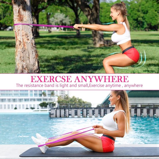 4 Weerstandsbanden Set - 1,5M Fitnessbanden - Multifunctionele Effen Kleur Elastische Weerstandsband Training Yoga Dans Elastische Band Geweldig Voor Yoga Pilates Spieropbouw Fysiotherapie