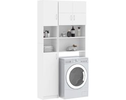 Wasmachine ombouw - Kast - Opbouwmeubel - Verhoger - Wasmachine meubel - Opbergkast - Hout - Wit