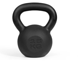 Zipro Kettlebell 16kg, Gietijzer, Brede handgreep, Platte bodem, Eenvoudig elegant ontwerp, Klassieke kettlebell, Duidelijke markeringen, Homegym, Outdoor oefeningen, Zwart