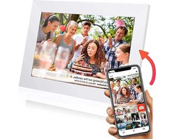 Mrs. Jones Eenvoudig te gebruiken Wi-Fi digitale fotolijst - 10 inch - Stuur foto of video via gratis telefoonapp - Aanraakscherm - Automatisch slapen en draaien landschap of portret - 16 GB Digitale fotolijst