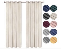 Gordijnen Verduisterend en thermisch 300g/m² in fluwelen,zwaar en ondoorzichtig gordijn 140x225cm,Beige