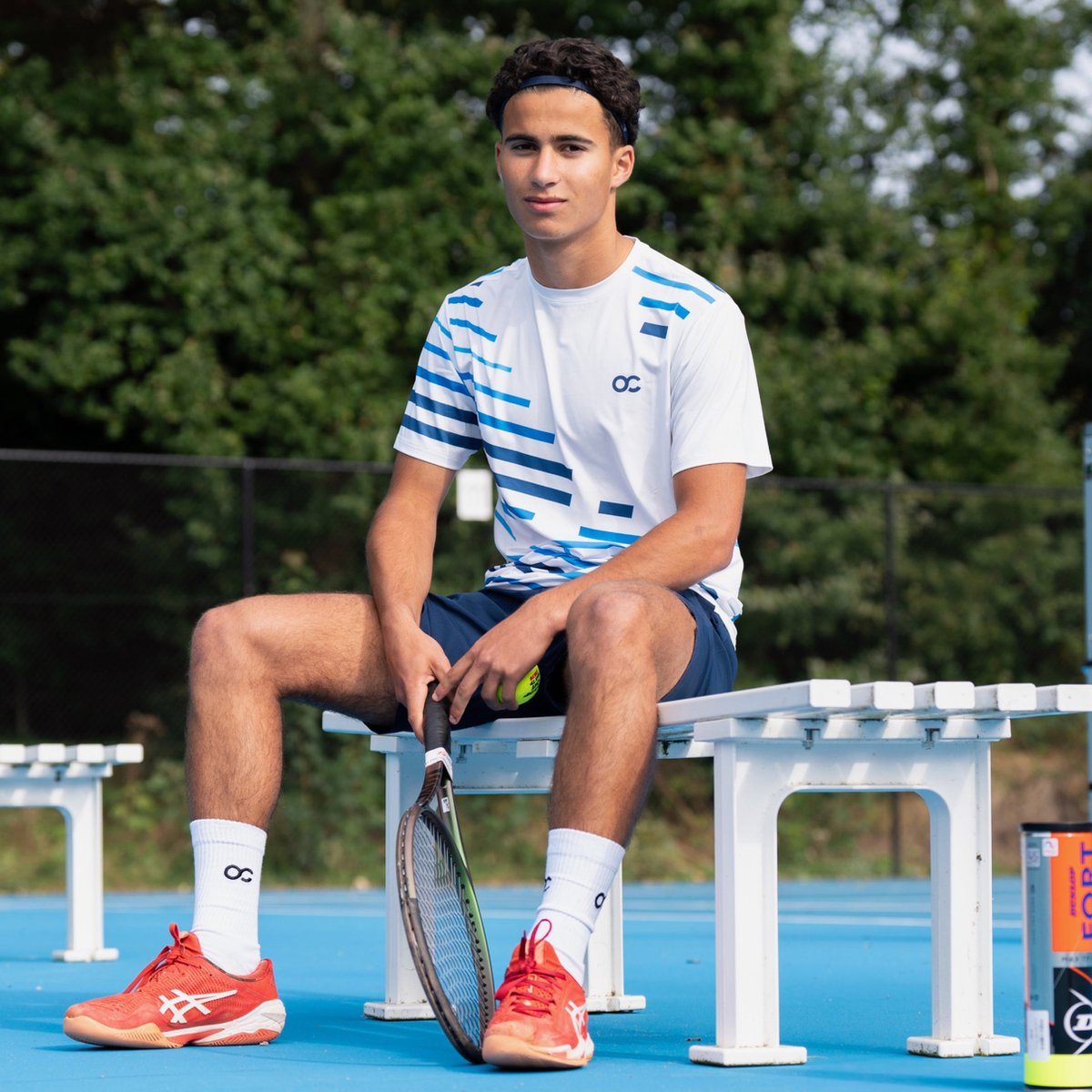 Oncourt Performance US Open 1 T-shirt Heren - Tennis T-shirt - Padel T-shirt - Heren T-shirt - Blauw/Wit - Maat L