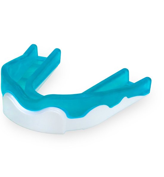 Blauw-witte mini gebitsbeschermer voor junioren.